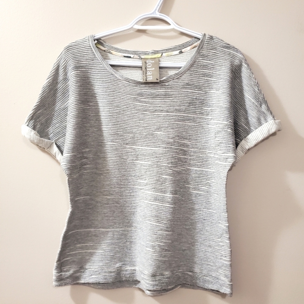Dolan - Left Coast Collection - Ribbed Rolled Shoulder Tee - Size M